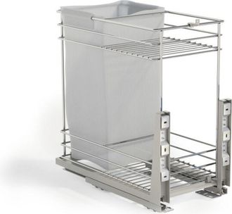 Emuca Emuca - Carro Extra&iacute;ble Con Cestas Y Panero Supra De Fijaci&oacute;n Inferior Con Cierre Suave, M&oacute;dulo 300mm, Acero, Cromado