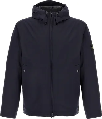 Stone Island Soft Shell-R E. DyeTechnology Puffer Jackets Blu-Uomo