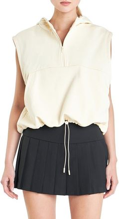 Grey Lab Sleeveless Quarter Zip Cotton Hoodie in Cream at Nordstrom, Size Small