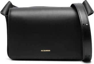 Jil Sander logo-lettering leather crossbody bag - women - Calf Leather/Calf Leather - OS - Black