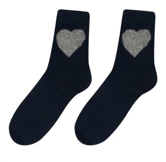 JUMPER 1234 Womens Heart Socks In Navy Cloudy