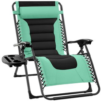 Best Choice Products Oversized Padded Zero Gravity Chair, Folding Outdoor Patio Recliner w/ Side Tray