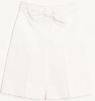 Valentino Bermuda In Diagonal Cotton Linen Donna AVORIO 36