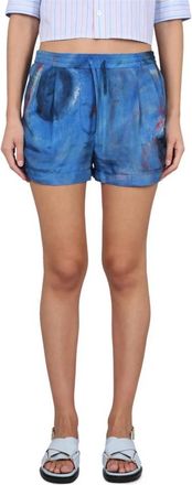 Marni Abstract Print Shorts met Tailleband met Trekkoord - Dames - Bermuda - Veelkleurig - XS - Korte Broeken