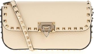 Valentino Garavani Sand Leather Rockstud Shoulder Bag