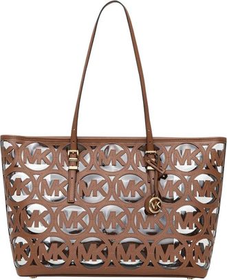 Michael Kors Quinn Grote Shopper met Lasergesneden Logo - Dames - Shoppers - Bruin - ONE Size - Polyester - Tassen