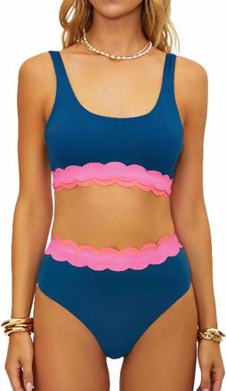 Beach Riot Marin Bikini Top In Blue/ Pink