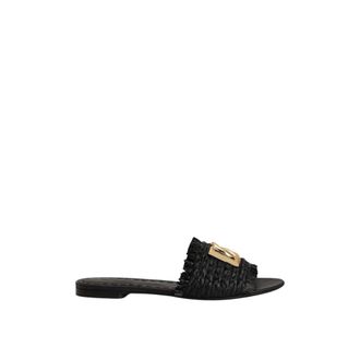 Dolce & Gabbana Sliders, female, Black, Size: 6 US Raffia Braid Slipper