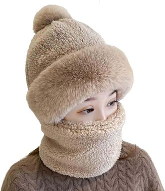 Generic Hooded Coverings for Women Winter Hat Sleeping Cap Womens Cycling Windproof Scarf Hat Knitting Wool Windproof Scarf Hat Integrated Winter Windproof Ha