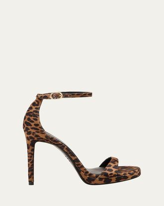 Stuart Weitzman Nudist Leopard Ankle-Strap Platform Sandals