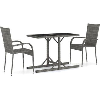 vidaXL Juego De Comedor Para Jard&iacute;n 3 Piezas Gris Vidaxl