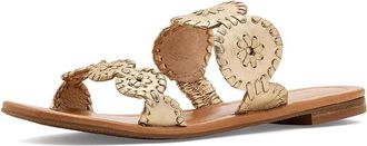 Jack Rogers Lauren II Flat Sandal Womens Sandals Platinum : 5.5 M, Leather