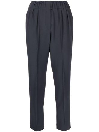 Brunello Cucinelli cropped tailored trousers - women - Acetate/Silk/Polyester/Acetate/Cupro - 40 - Blue