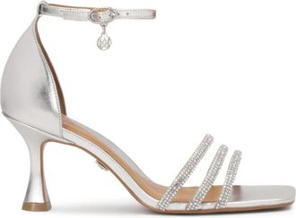Kazar Zilveren leren sandalen met een bedekte hak - Dames - Sandalen met hakken - Grijs - 40 EU - Leer - Schoenen