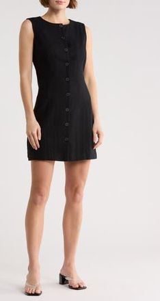 Leith Linen Blend Minidress in Black at Nordstrom Rack, Size Medium