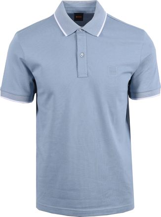 Boss Orange by Hugo Boss Mens PASSERTIP POLO LIGHT PASTEL BLUE Cotton - Size X-Large