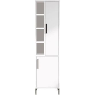 Dmora Armadio multiuso 2 ante Serpens, Mobile multifunzionale, Mobiletto scarpiera, Guardaroba porta scarpe, 45x36 h174 cm, Bianco - Dmora