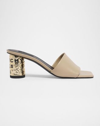 Givenchy 65mm Logo Heel Leather Mule Sandals