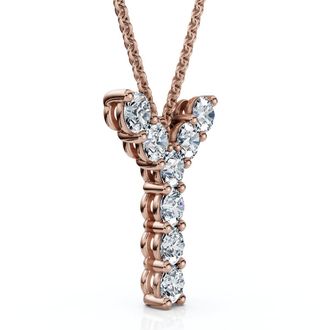 Pompeii3 1Ct Diamond Initial Y Pendant 14k Gold 18 Necklace Lab Grown 5/8 Tall