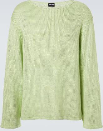 Giorgio Armani Open-knit linen-blend sweater