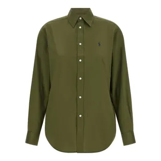 Polo Ralph Lauren Overhemden, Dames, Groen, L, Katoen, Klassiek Katoenen Twill Overhemd