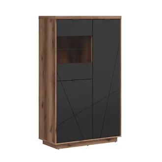 Petits Meubles Vitrina 3 puertas paneles de madera revestidos de melamina negro