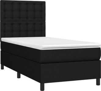vidaXL Cama Box Spring Con Colch&oacute;n Tela Negro 90x200 Cm Vidaxl