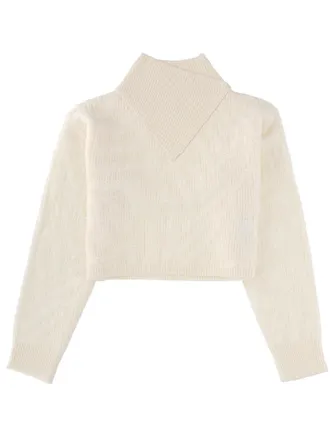 HUGO BOSS Cropped Sweater With Doubled Collar