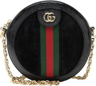 Gucci Black Nylon, Patent Leather & Suede Ophidia Round Mini Shoulder Bag (Authentic Pre-Loved)