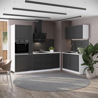 Vicco Cocina Fame-line, Antracita-oro Landhaus/blanco, 220 X 120 Cm, Et Antracita, Vicco