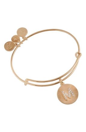 Alex and Ani Pave Starburst Texture Initial Bangle Bracelet in Gold - M at Nordstrom