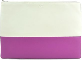 Celine Off-White Purple Leather Clutch Bag (Pre-Owned)