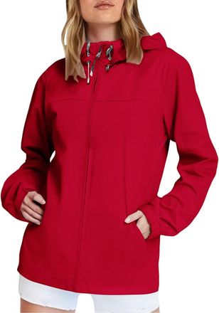 Generic Rain Jacket Women, Rain Coats for Women Lightweight Waterproof Jacket Hooded Zip up Softshell Windbreaker with Drawstrings S
