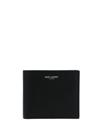 Saint Laurent Paris Logo Print Leather Wallet