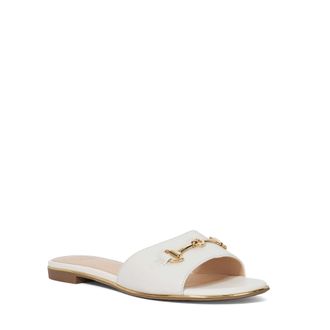 Dune London Womens Ladies Leonies - Flat Leather Slip-On Mule - White - Size UK 5