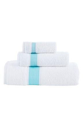 Brooks Brothers Ottoman Rolls Turkish Cotton 3-Piece Bath Essential Towels in White/Sea Glass at Nordstrom Rack