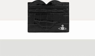 Vivienne Westwood Heart Card Holder Emboss Croc Leather Black One Size Women