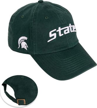 Desert Cactus Michigan State University Baseball Hat Spartans MSU Brimmed Embroirderd Hats Cap Adjustable Cloth Strap Adult (Style E1) Green, Green, One size