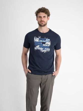 Lerros T-Shirt LERROS Herren T-Shirt mit sommerlichem Brustprint, Herren, Gr. XXL, blau (classic navy), 100% Baumwolle, Rundhals, Shirts T-Shirt