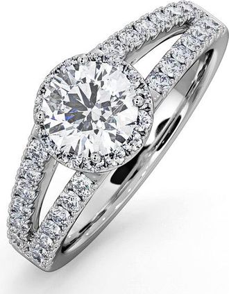 The Diamond Store Carly GIA Diamond Engagement Side Stone Ring Platinum 1.48CT G/VS1