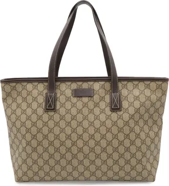 Gucci Beige Dark Brown Khaki Gg Supreme Shoulder Bag Tote Bag (Pre-Owned)