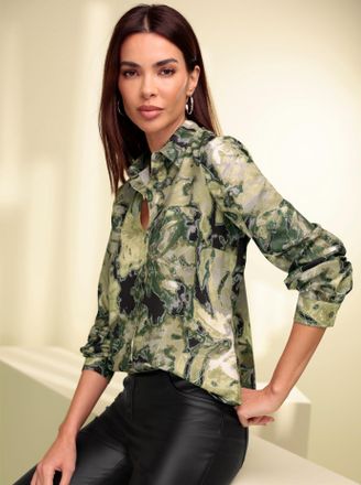 Heine Druckbluse HEINE, Damen, Gr. 34, gr&uuml;n (khaki, lindgr&uuml;n, bedruckt), 100% Polyester, bedruckt, gemustert, mehrfarbig, Blusen Druckbluse