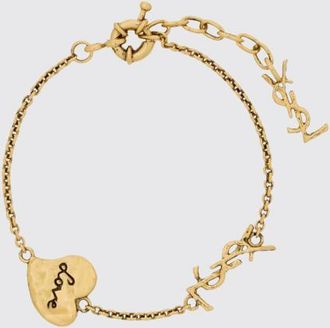 Saint Laurent Bracciale Cassandre in ottone con monogramma YSL e cuori