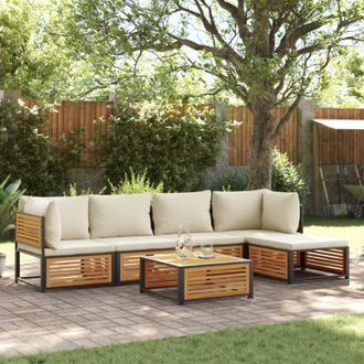 vidaXL Set De Sof&aacute;s De Jard&iacute;n Con Cojines 6 Pzas Madera Maciza Acacia Vidaxl