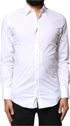 Dolce & Gabbana Luxe Katoenen Overhemd Klassieke Kraag - Heren - Zakelijke Overhemden - Wit - XS - Katoen - Overhemden