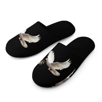Generic White Doves with Olives Branch Mens House Slippers Slip Indoor Slipper On Shoes Warm Outdoor
