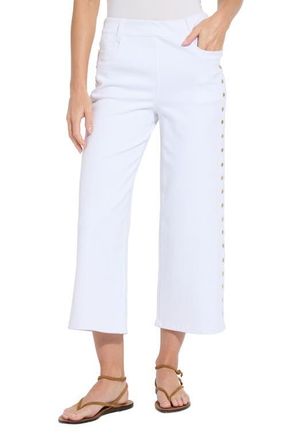 Lyss&eacute; Willa Scallop Studded Crop Jeans in White at Nordstrom, Size X-Large