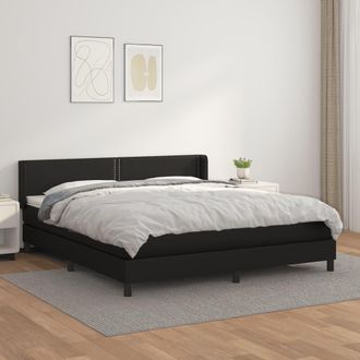vidaXL Vidaxl - Cama Box Spring Con Colch&oacute;n Cuero Sint&eacute;tico Negro 180x200 Cm