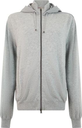 Herno Hooded Sweatshirt met Rits - Heren - Vesten met rits - Grijs - L - Kasjmier - Hoodies & sweatvesten