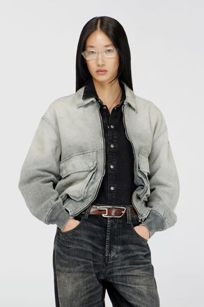 Diesel Jacket in distressed herringbone denim - Denim Jackets - Unisex - Grey